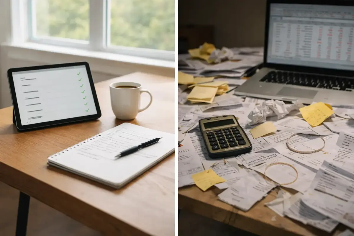 Organized contractor desk vs messy desk - the difference of knowing your numbers